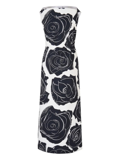 Rose-Print Midi Dress