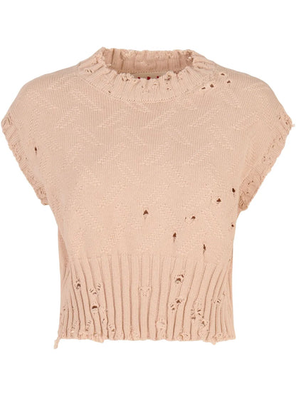 Textured-Knit Cropped Top