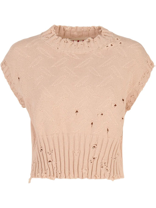Textured-Knit Cropped Top