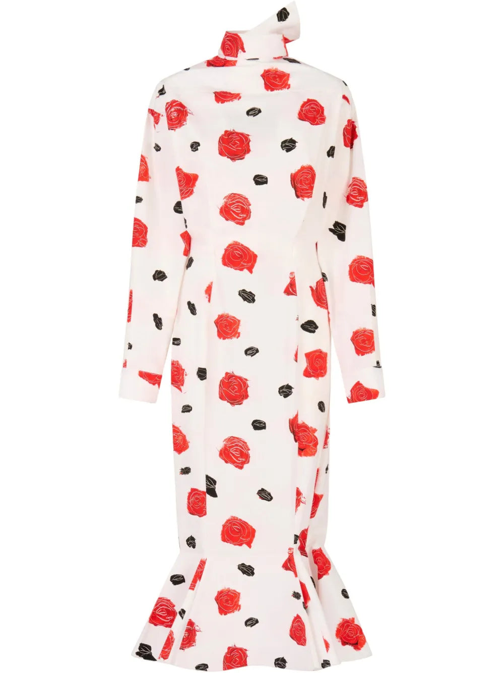 Rose-Print Midi Dress