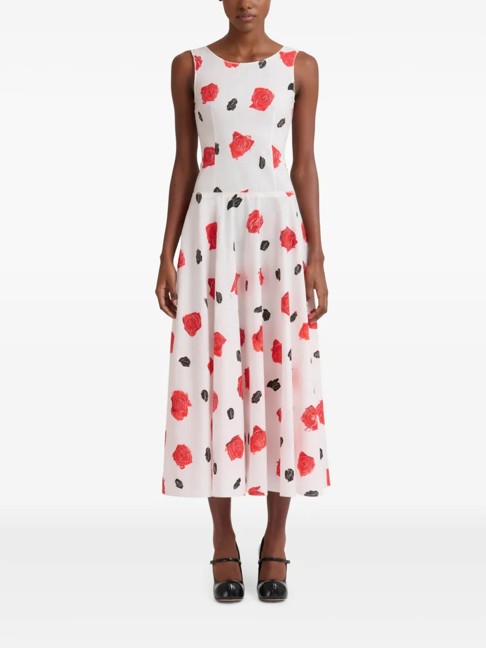 Rose-Print Midi Dress
