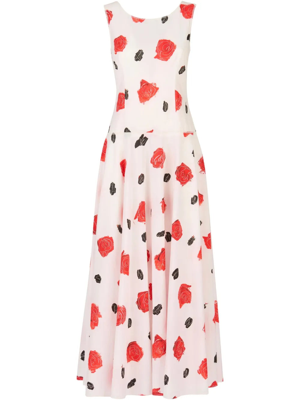 Rose-Print Midi Dress