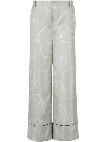 Rose-Print Palazzo Pants
