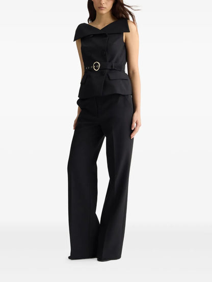 Pressed-Crease Palazzo Trousers