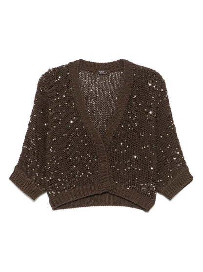 Sequin-Embellished Cotton Cardigan