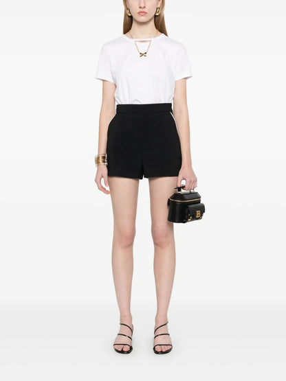 Piped-Trim Crepe Shorts