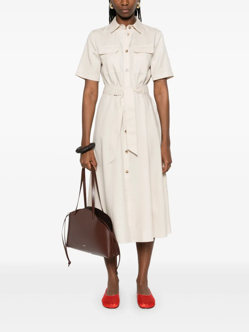 Tied-Waist Midi Dress