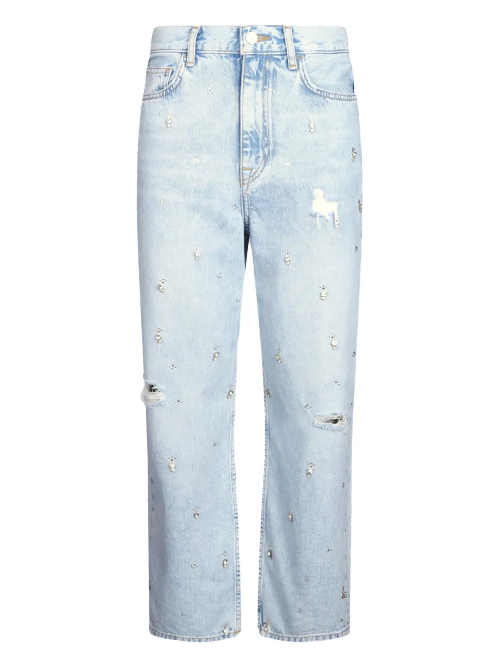 Rhinestone-Embellished Straight-Leg Jeans