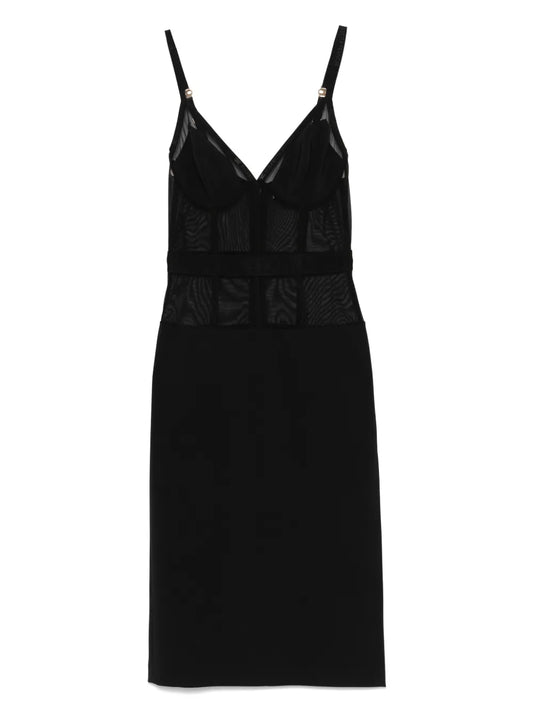 Crepe Tulle Midi Dress