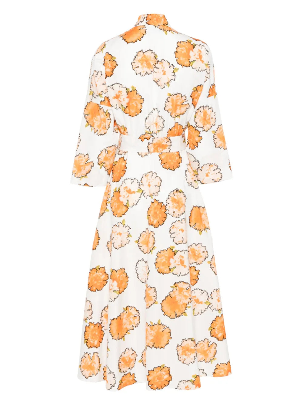 Carnation-Print Shirt Midi Dress