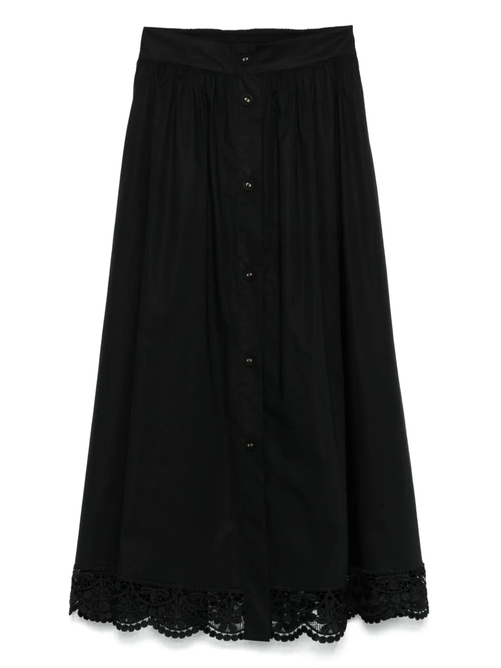 Lace-Trim Midi Skirt