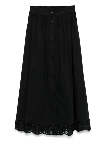 Lace-Trim Midi Skirt