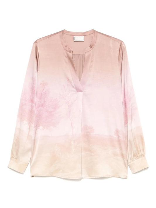 Illustration-Print Blouse