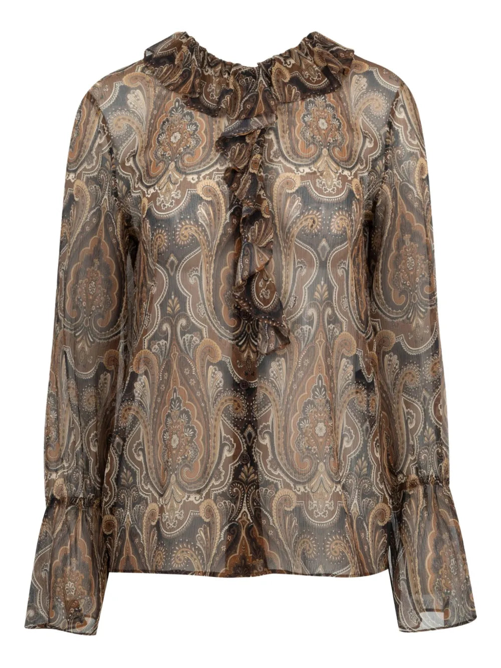 Cecily Ruffle-Detail Paisley-Print Blouse