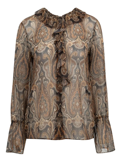 Cecily Ruffle-Detail Paisley-Print Blouse