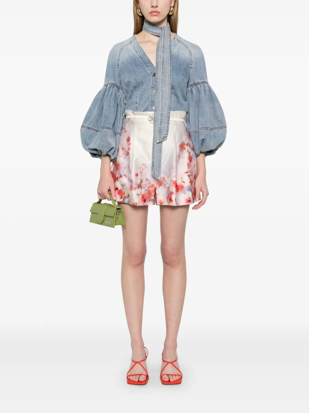Tied Denim Blouse