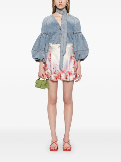 Tied Denim Blouse