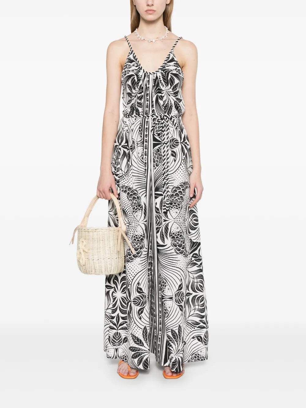 Monochrome Elegance Scarf Jumpsuit