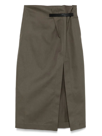 Twill-Weave Midi Skirt