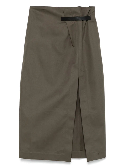 Twill-Weave Midi Skirt