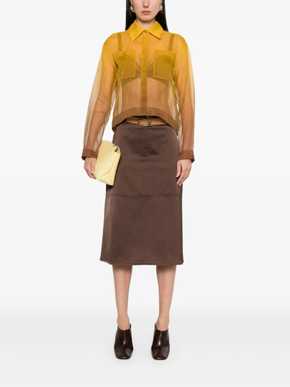 Zip-Up Midi Skirt
