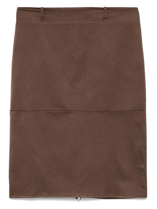 Zip-Up Midi Skirt