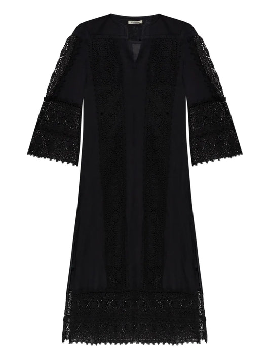Lace-Panel Midi Dress