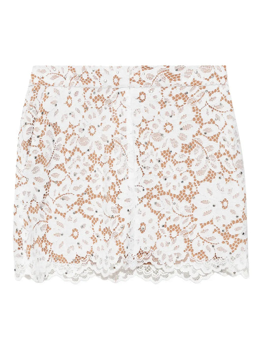 Corded-Lace Mini Skirt