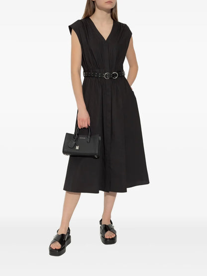 Belted Poplin Midi Dress