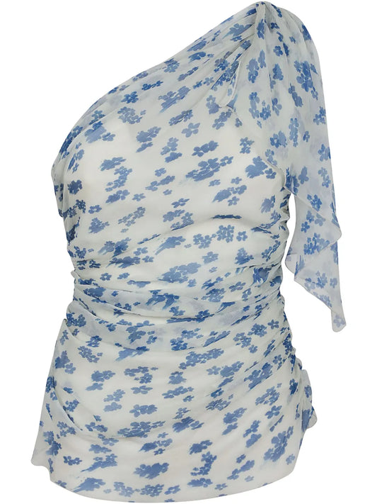 Floral-Print One-Shoulder Top