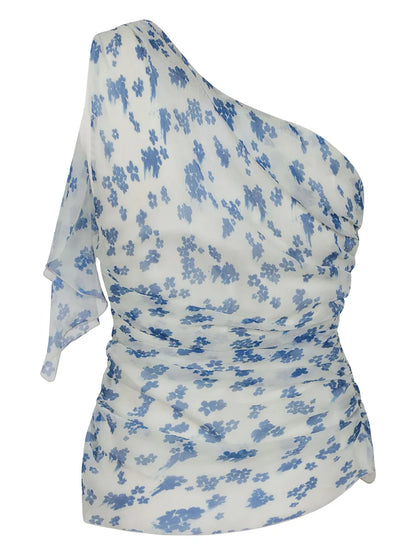 Floral-Print One-Shoulder Top