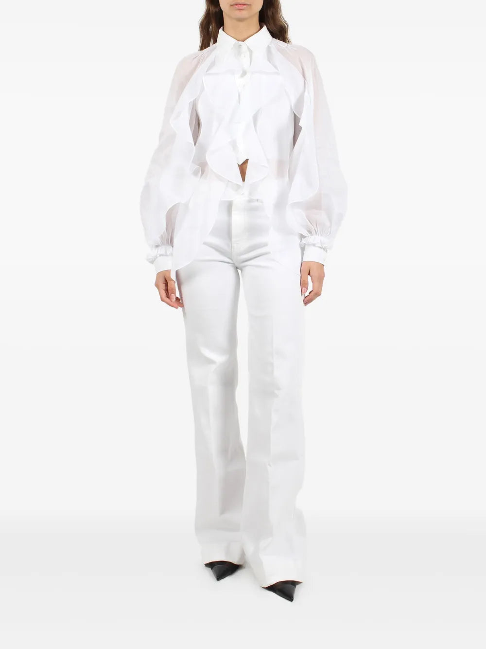 Ruffled-Sleeve Blouse