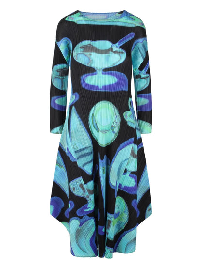 Abstract-Print Midi Dress
