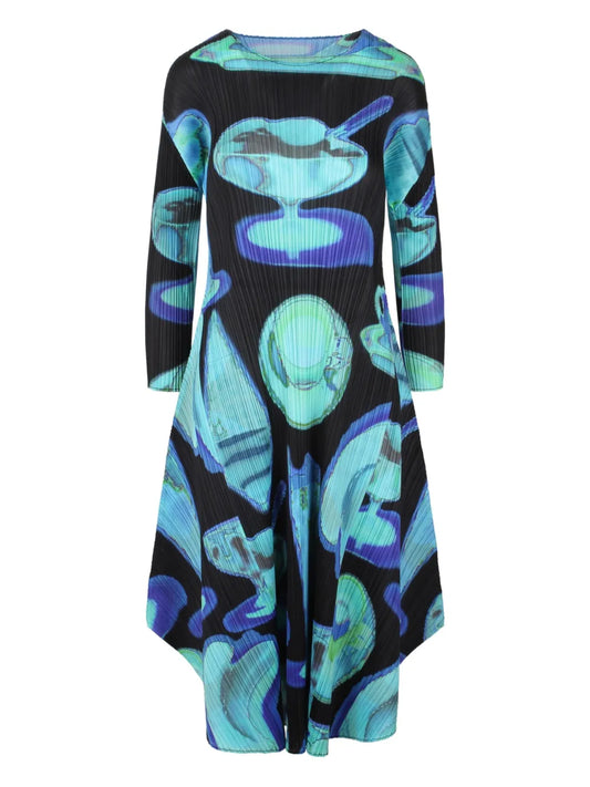 Abstract-Print Midi Dress