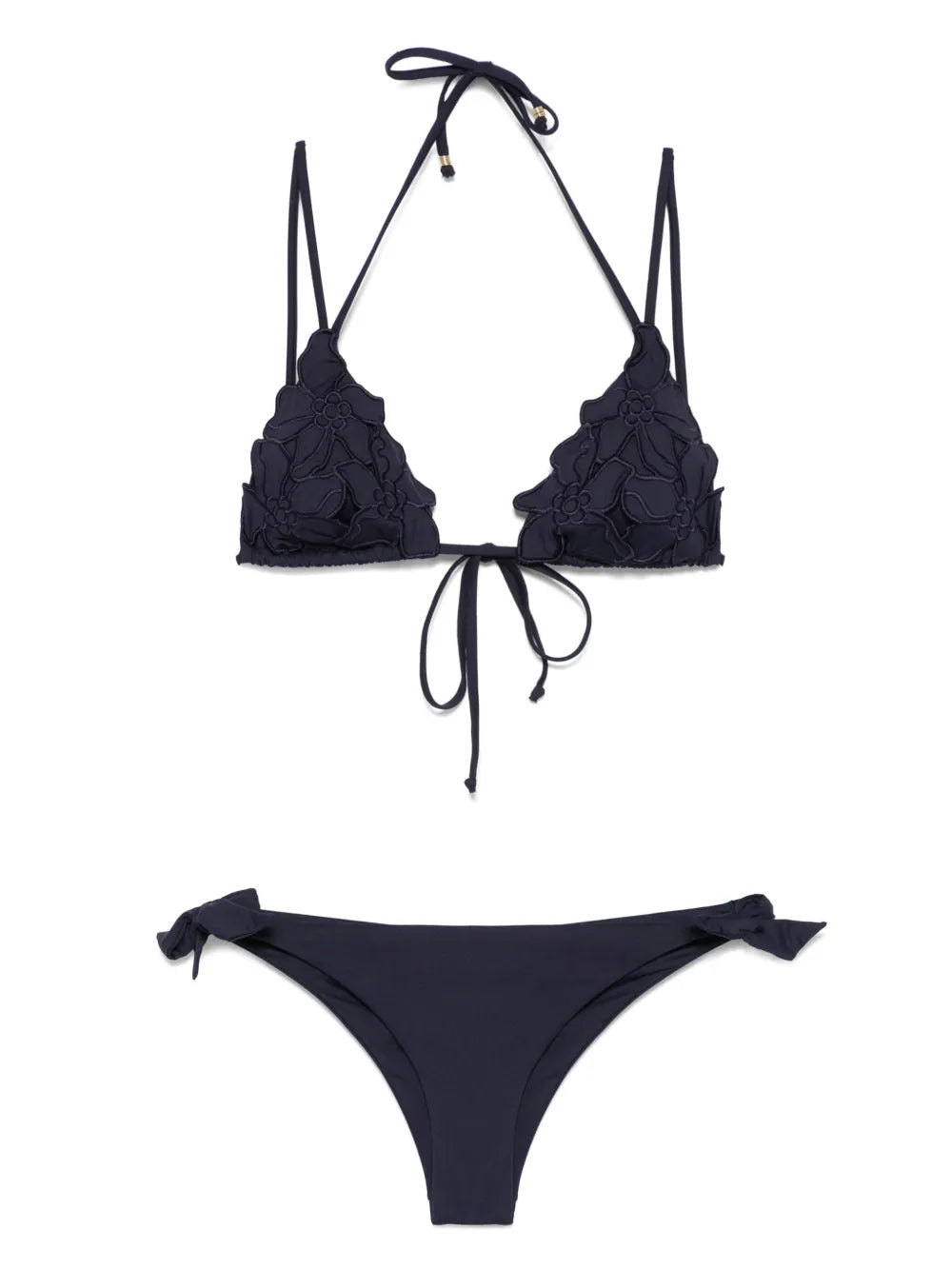 Floral-Appliqué Bikini Set
