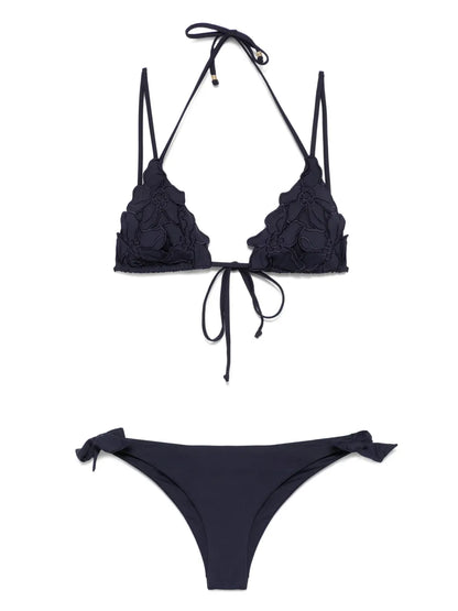 Floral-Appliqué Bikini Set