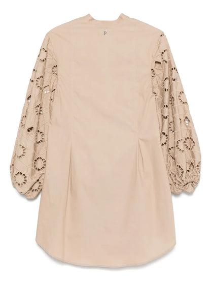 Embroidered-Motif Shirt Dress