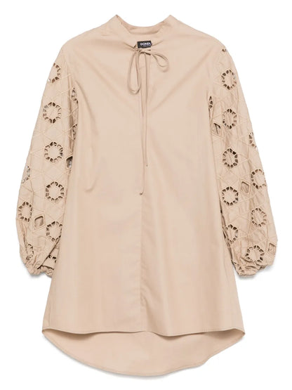 Embroidered-Motif Shirt Dress