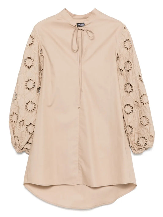 Embroidered-Motif Shirt Dress