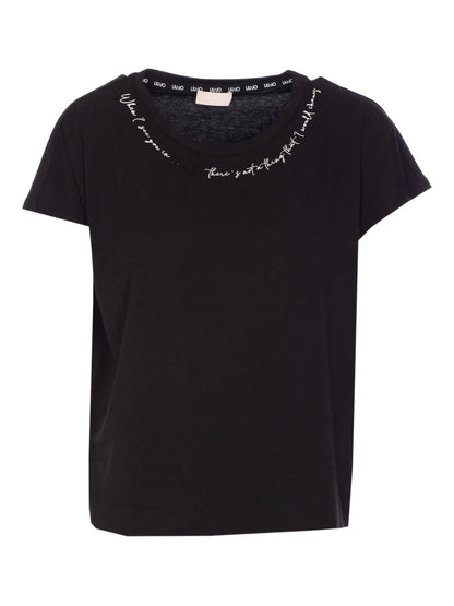 Slogan-Embroidered T-Shirt