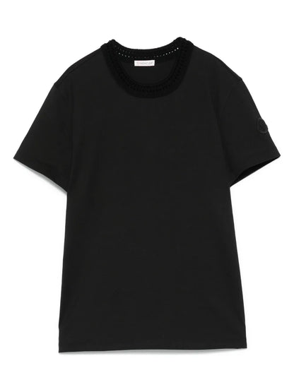 Crochet-Accent Cotton T-Shirt