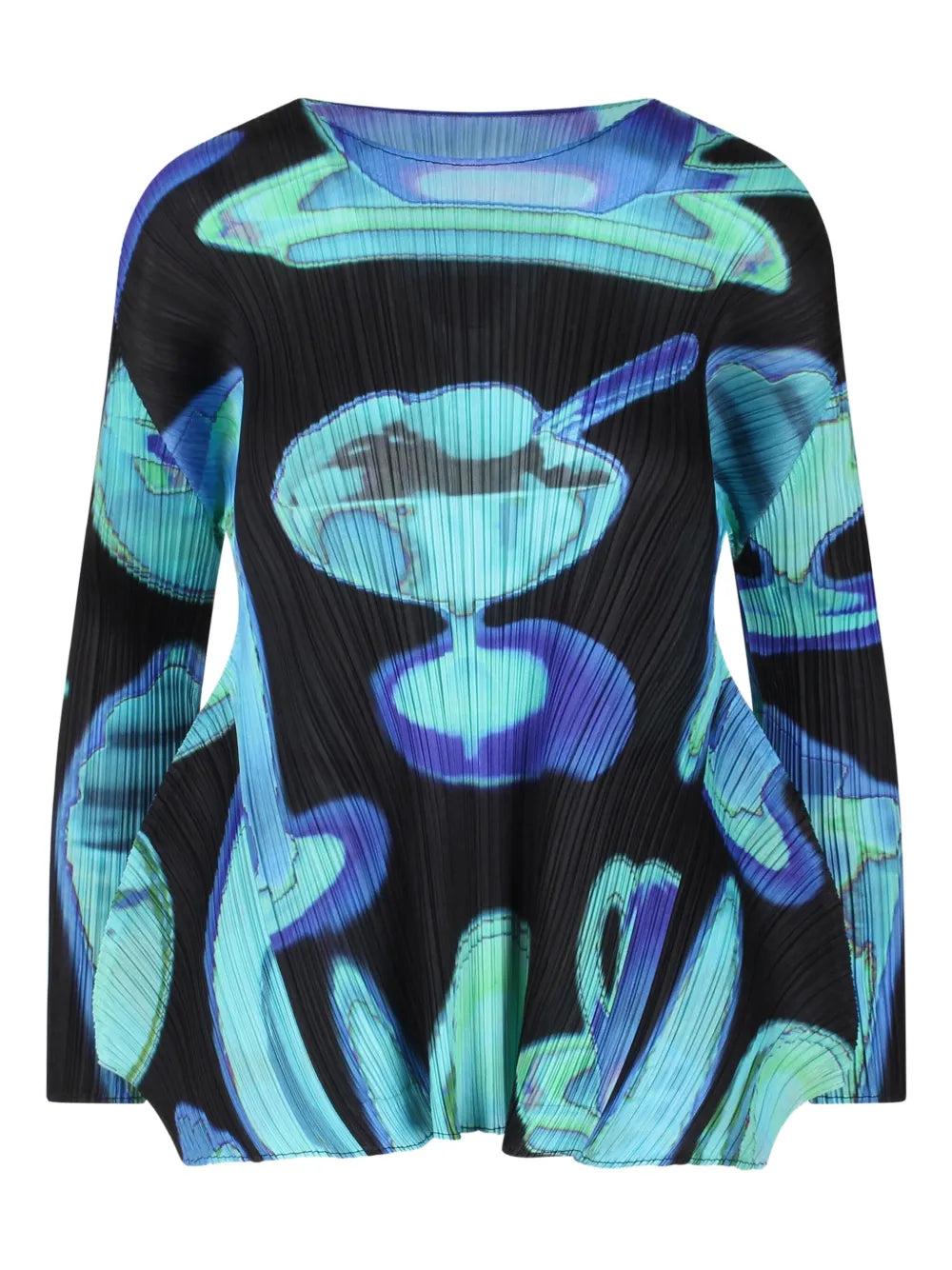 Pleated Abstract-Print Top