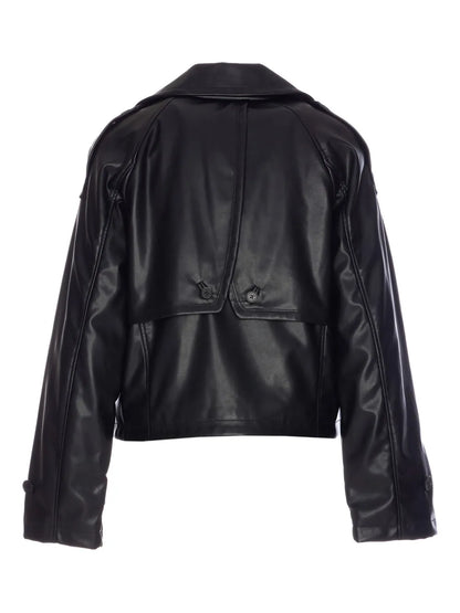 Double-Breasted Faux-Leather Jacket