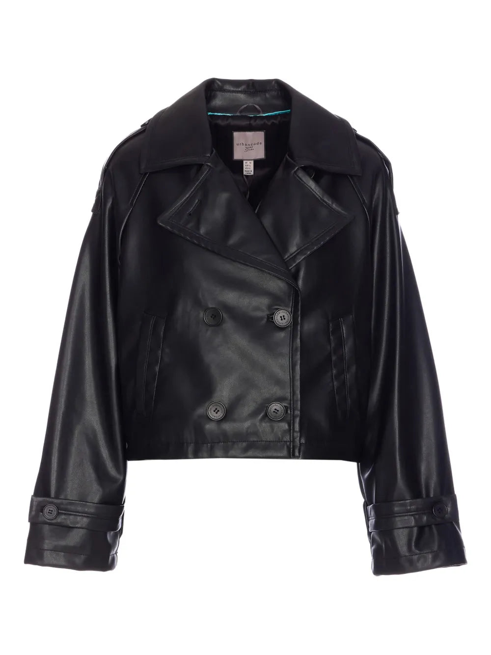 Double-Breasted Faux-Leather Jacket