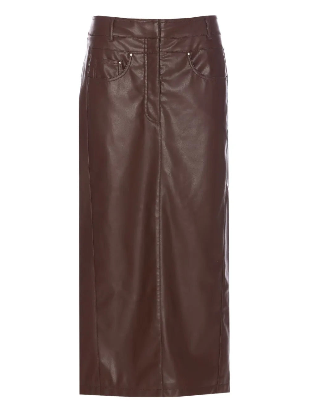 Faux-Leather Midi Skirt