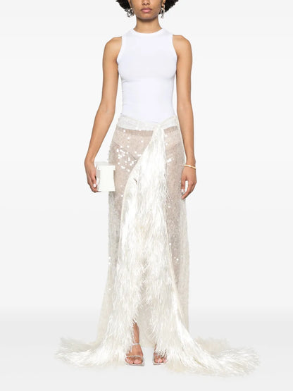 Fringe-Detailed Maxi Skirt