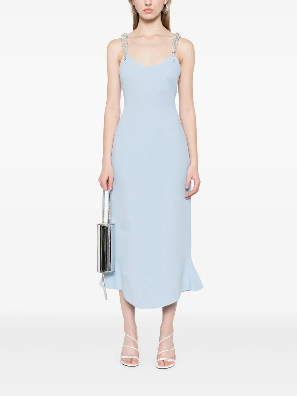 Crystal Claw-Embroidered Flounce Dress