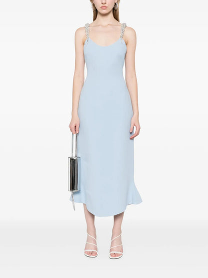 Crystal Claw-Embroidered Flounce Dress
