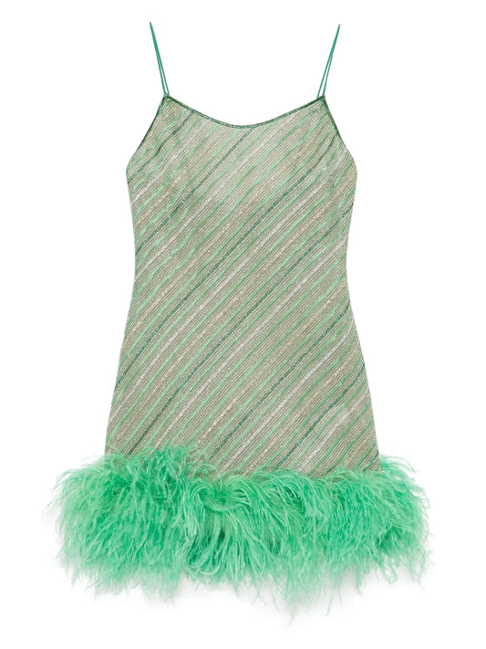 Feather-Trim Mini Dress