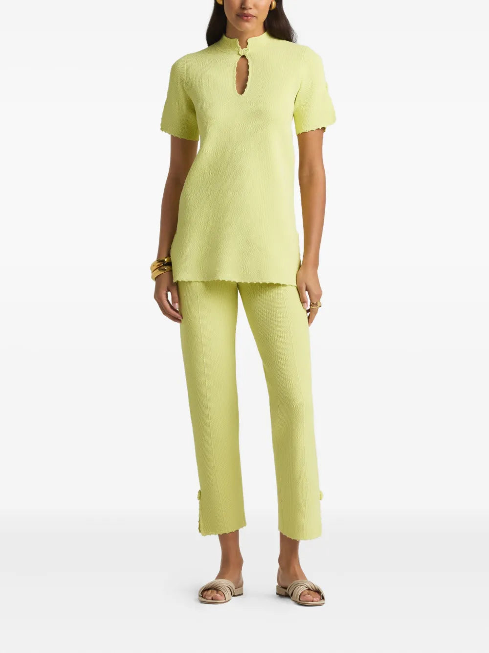 Honeycomb-Knit Trousers